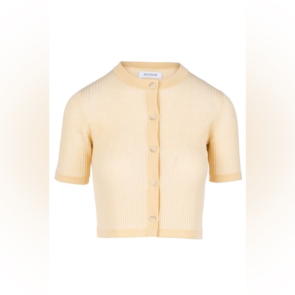 Naadam merino silk short sleeve cropped cardigan